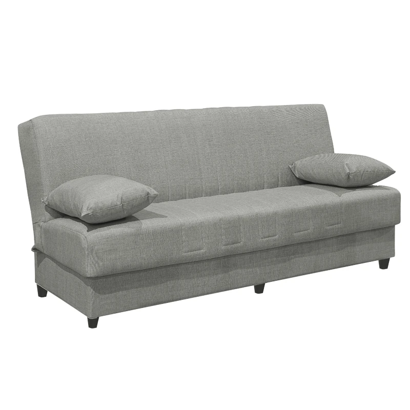 Romina three-seater sofa-bed with storage space pakoworld light gray fabric 190x75x85cm