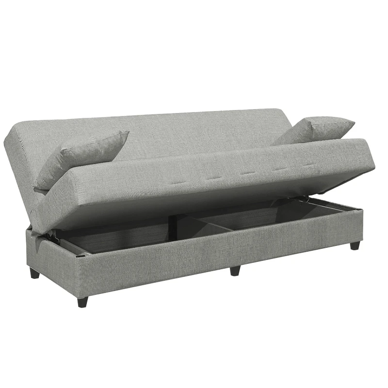 Romina three-seater sofa-bed with storage space pakoworld light gray fabric 190x75x85cm