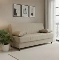 Romina three-seater sofa-bed with storage space pakoworld cream fabric 190x75x85cm