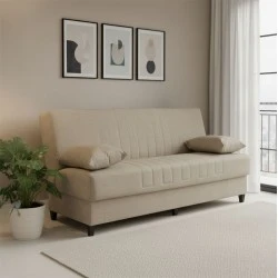 Romina three-seater sofa-bed with storage space pakoworld cream fabric 190x75x85cm Romina three-seater sofa-bed with storage space pakoworld cream fabric 190x75x85cm