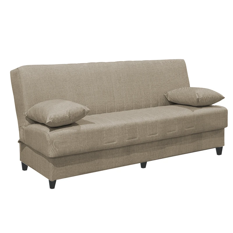 Romina three-seater sofa-bed with storage space pakoworld cream fabric 190x75x85cm