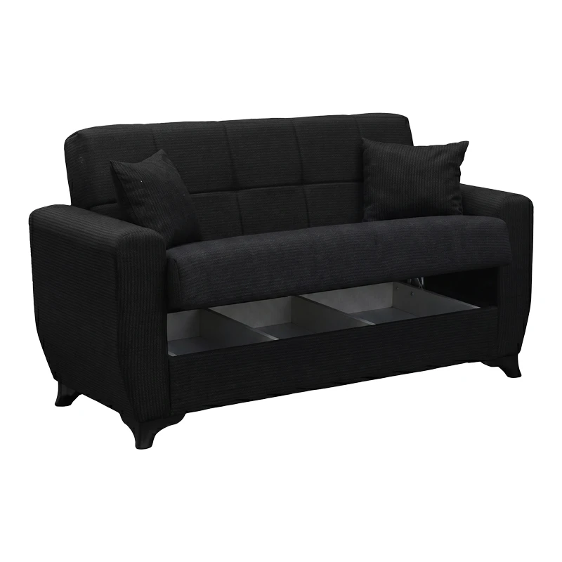Sofa Bed Modesto pakoworld two seater with storage space anthracite fabric 155x84x83cm