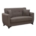 Sofa Bed Modesto pakoworld two seater with storage space brown fabric 155x84x83cm