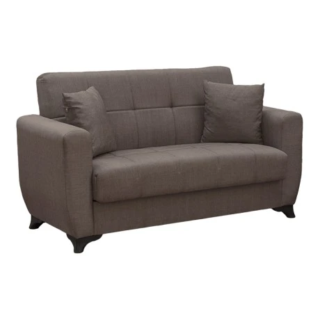 Sofa Bed Modesto pakoworld two seater with storage space brown fabric 155x84x83cm