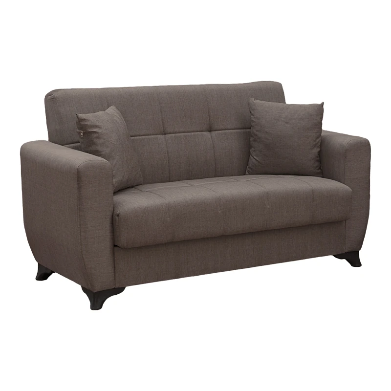 Sofa Bed Modesto pakoworld two seater with storage space brown fabric 155x84x83cm
