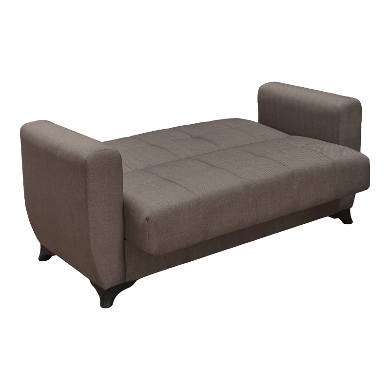 Sofa Bed Modesto pakoworld two seater with storage space brown fabric 155x84x83cm