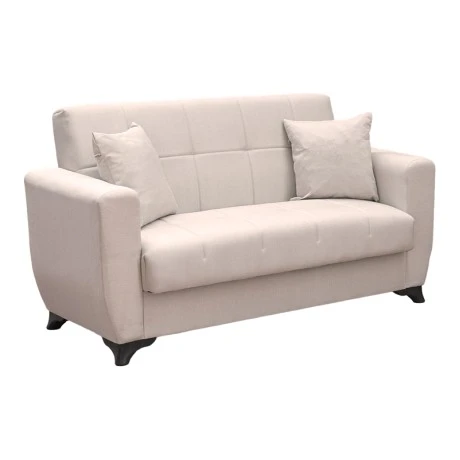 Sofa Bed Modesto pakoworld two seater with storage space beige fabric 155x84x83cm
