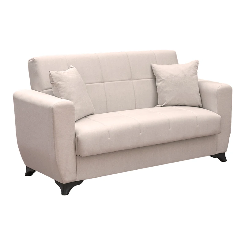 Sofa Bed Modesto pakoworld two seater with storage space beige fabric 155x84x83cm