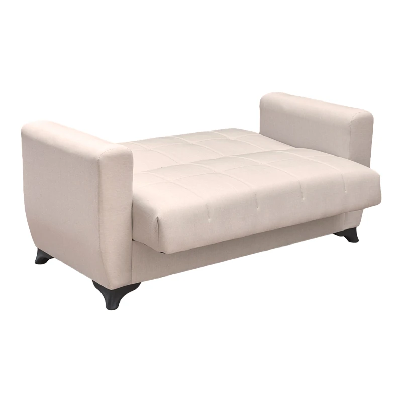Sofa Bed Modesto pakoworld two seater with storage space beige fabric 155x84x83cm