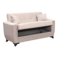 Sofa Bed Modesto pakoworld two seater with storage space beige fabric 155x84x83cm