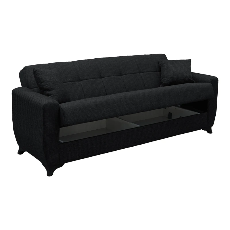 Sofa Bed Modesto pakoworld three seater with storage space anthracite fabric 215x84x83cm
