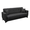 Sofa Bed Modesto pakoworld three seater with storage space grey fabric 215x84x83cm