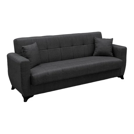 Sofa Bed Modesto pakoworld three seater with storage space grey fabric 215x84x83cm
