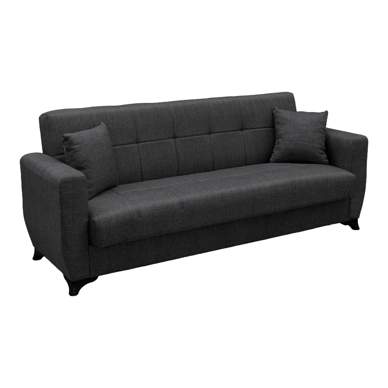 Sofa Bed Modesto pakoworld three seater with storage space grey fabric 215x84x83cm