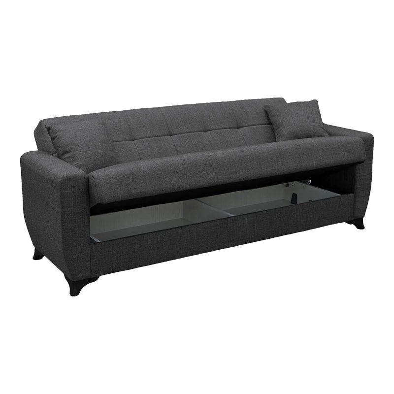 Sofa Bed Modesto pakoworld three seater with storage space grey fabric 215x84x83cm