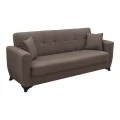 Sofa Bed Modesto pakoworld three seater with storage space brown fabric 215x84x83cm
