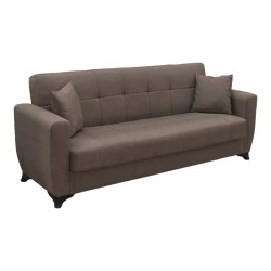 Sofa Bed Modesto pakoworld three seater with storage space brown fabric 215x84x83cm
