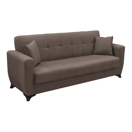 Sofa Bed Modesto pakoworld three seater with storage space brown fabric 215x84x83cm