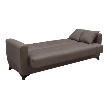 Sofa Bed Modesto pakoworld three seater with storage space brown fabric 215x84x83cm