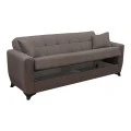 Sofa Bed Modesto pakoworld three seater with storage space brown fabric 215x84x83cm