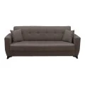 Sofa Bed Modesto pakoworld three seater with storage space brown fabric 215x84x83cm