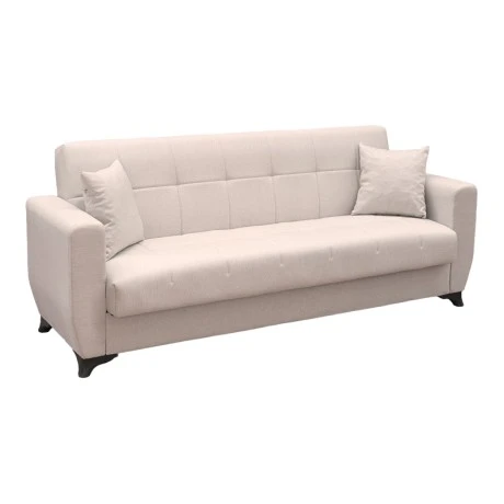 Sofa Bed Modesto pakoworld three seater with storage space beige fabric 215x84x83cm