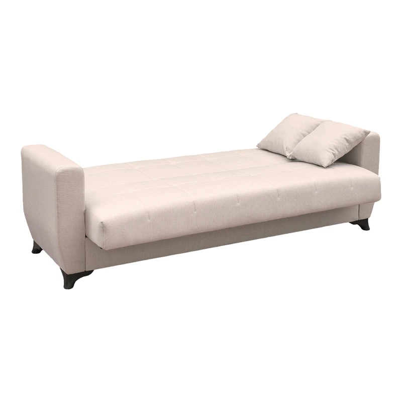 Sofa Bed Modesto pakoworld three seater with storage space beige fabric 215x84x83cm