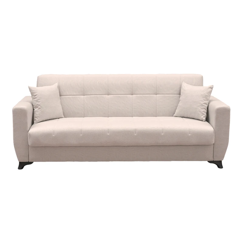 Sofa Bed Modesto pakoworld three seater with storage space beige fabric 215x84x83cm