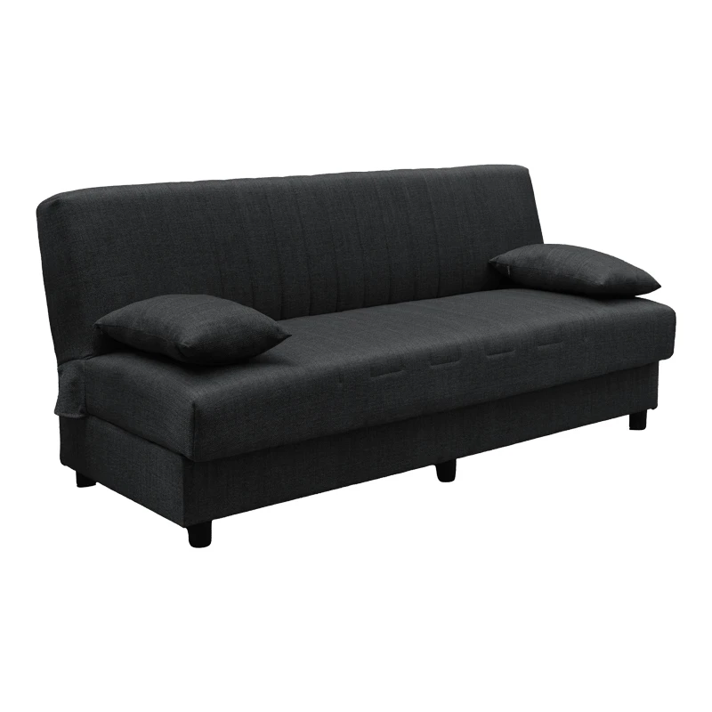Three seater sofabed Romina pakoworld with storege space grey fabric 180x75x85cm