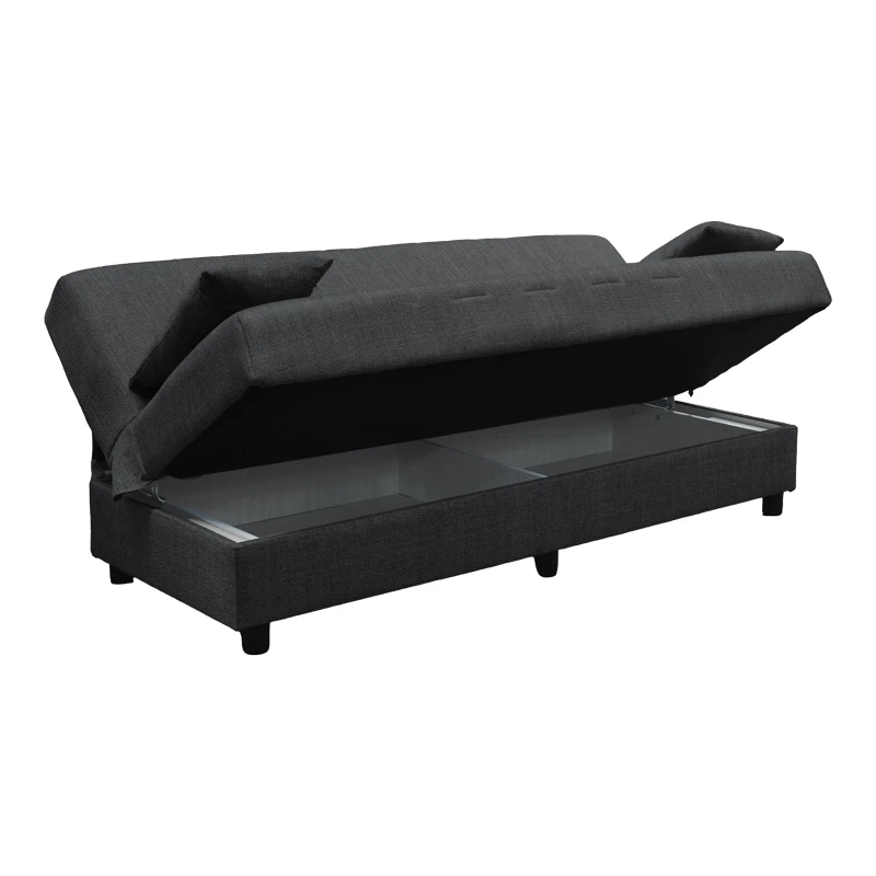 Three seater sofabed Romina pakoworld with storege space grey fabric 180x75x85cm