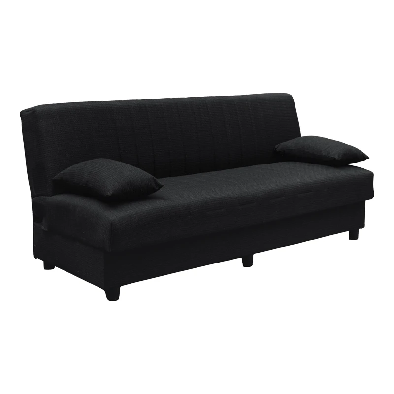 Three seater sofabed Romina pakoworld with storege space dark grey fabric 180x75x85cm
