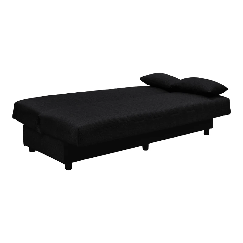 Three seater sofabed Romina pakoworld with storege space dark grey fabric 180x75x85cm