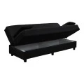 Three seater sofabed Romina pakoworld with storege space dark grey fabric 180x75x85cm