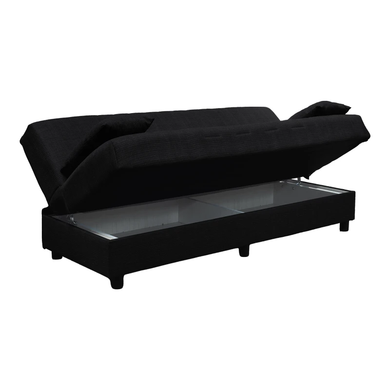 Three seater sofabed Romina pakoworld with storege space dark grey fabric 180x75x85cm