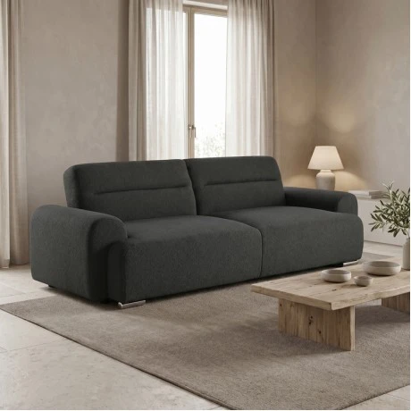 Three-seater sofa bed Harmonious pakoworld anthracite teddy fabric 223.5x92x81cm