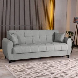 3-seater sofabed Lincoln pakoworld with storage space light grey fabric 226x84x93cm