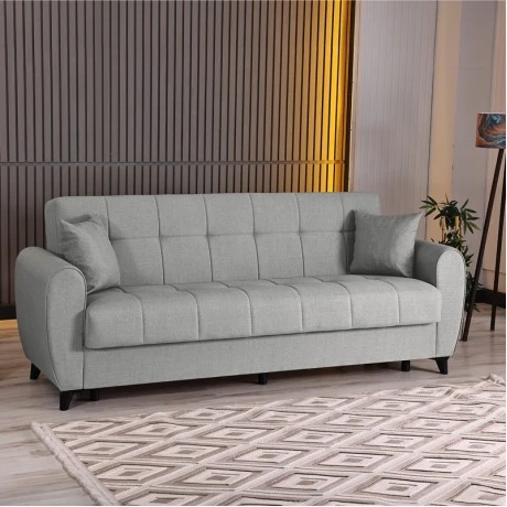 3-seater sofabed Lincoln pakoworld with storage space light grey fabric 226x84x93cm