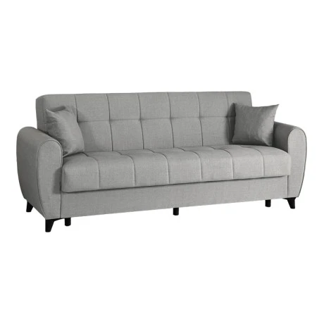 3-seater sofabed Lincoln pakoworld with storage space light grey fabric 226x84x93cm