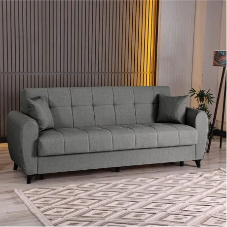 3-seater sofabed Lincoln pakoworld with storage space anthracite fabric 226x84x93cm