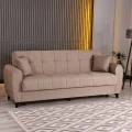 3-seater sofabed Lincoln pakoworld with storage space beige fabric 226x84x93cm