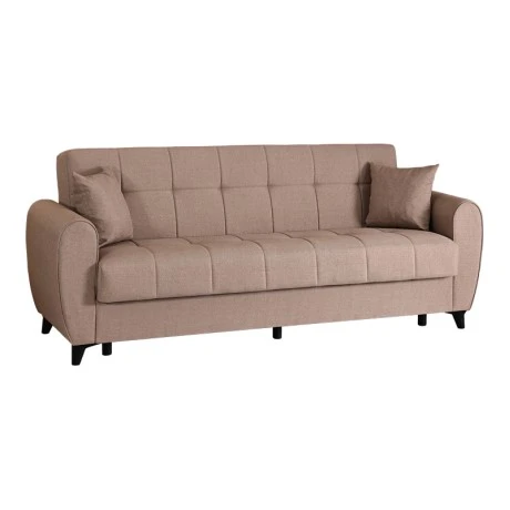 3-seater sofabed Lincoln pakoworld with storage space beige fabric 226x84x93cm