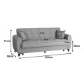3-seater sofabed Lincoln pakoworld with storage space beige fabric 226x84x93cm