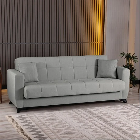 3-seater sofabed Modesto pakoworld with storage space grey fabric 213x84x86cm