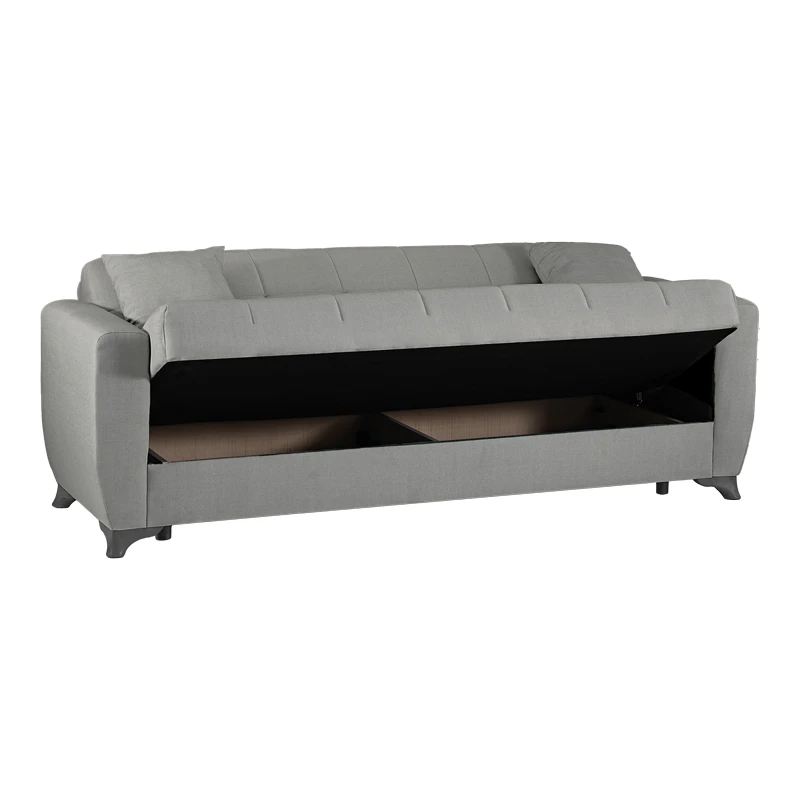 3-seater sofabed Modesto pakoworld with storage space grey fabric 213x84x86cm