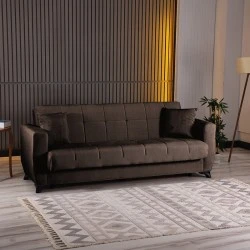 3-seater sofabed Modesto pakoworld with storage space brown fabric 213x84x86cm