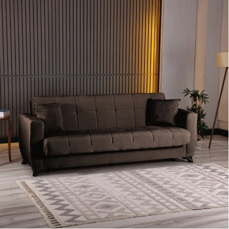 3-seater sofabed Modesto pakoworld with storage space brown fabric 213x84x86cm