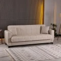 3-seater sofabed Modesto pakoworld with storage space cream fabric 213x84x86cm