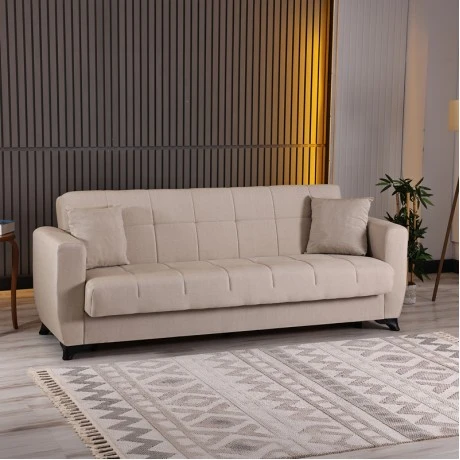 3-seater sofabed Modesto pakoworld with storage space cream fabric 213x84x86cm