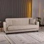 3-seater sofabed Modesto pakoworld with storage space cream fabric 213x84x86cm
