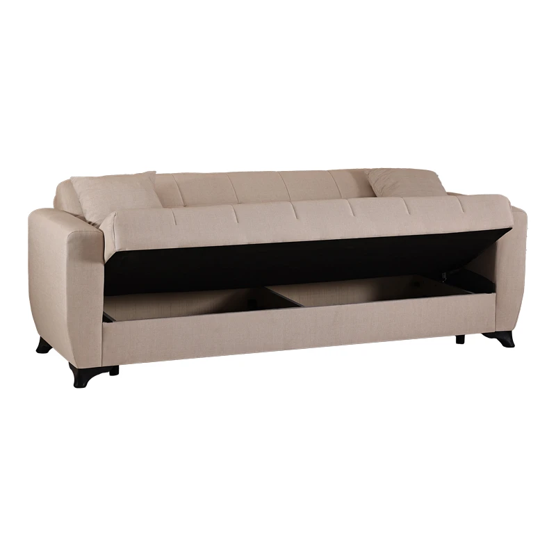 3-seater sofabed Modesto pakoworld with storage space cream fabric 213x84x86cm